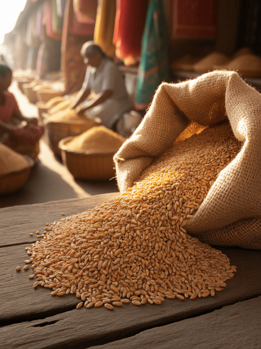 Illustration of wheat grains for a buying guide