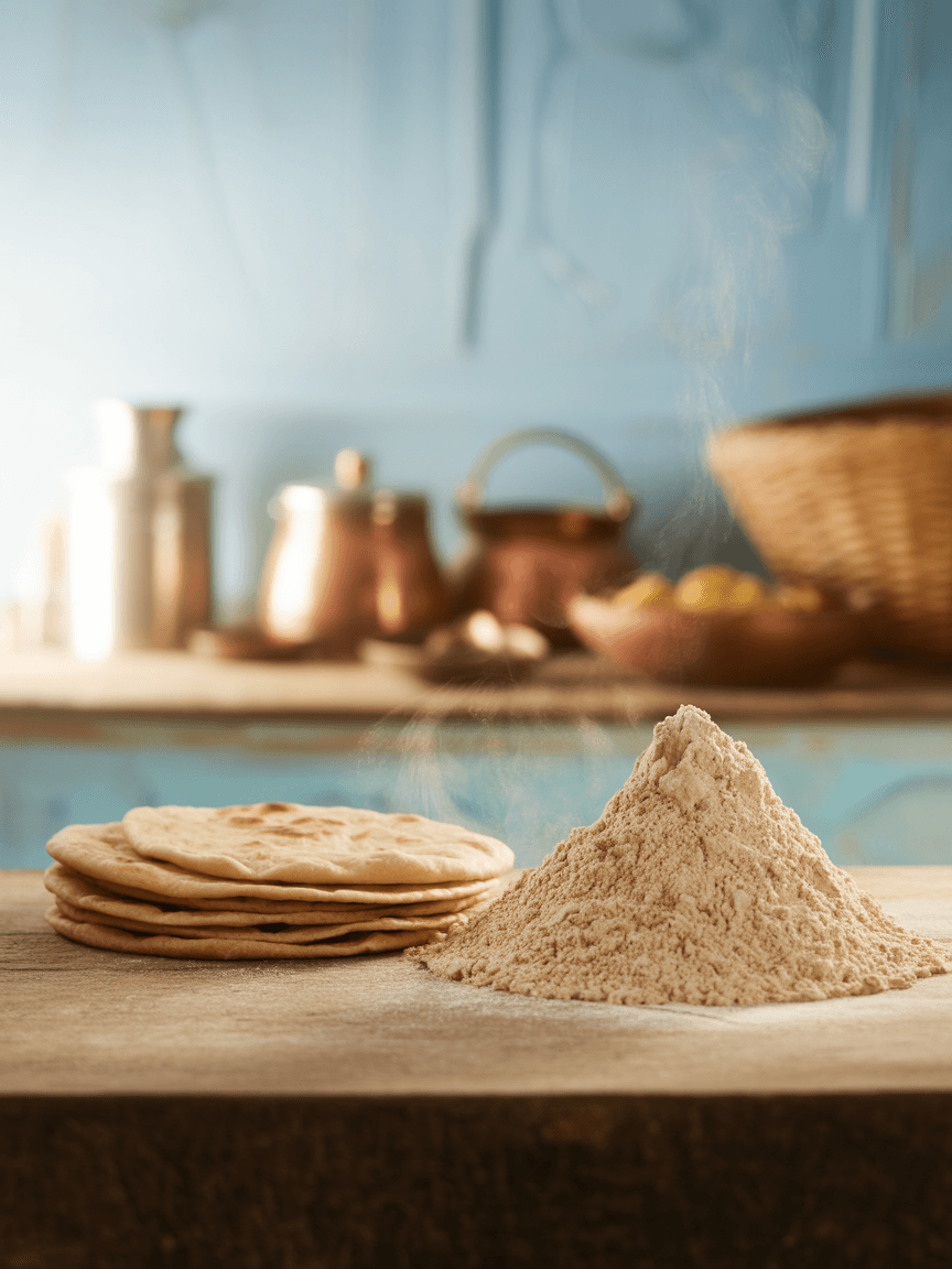 Illustration of flour stored in a kitchen refrigerator